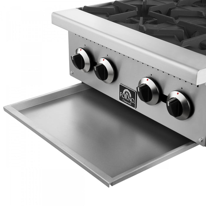 FORNO Commerciale 24 Inch Gas Hotplate with 4 Burners, 104,000 BTU, Stainless Steel - FCMHP0079-24