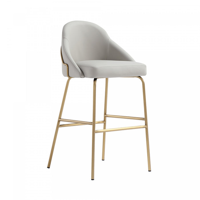 Gracie Modern Metal Upholstered Barstool in Stone Gray and Gold Bar Stool