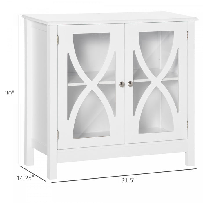 HOMCOM Kitchen Sideboard, Glass Door Buffet Cabinet with Adjustable Shelf