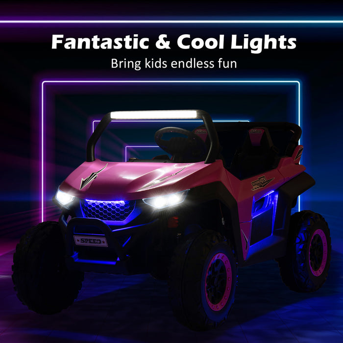Costway 12v 2-seater Kids Ride On UTV RC Electric Vehicle Suspension W/ Lights & Music
