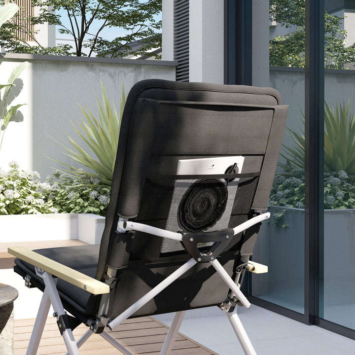 Outsunny Folding Camping Chairs 2 Pack Outdoor Padded Recliner W/carry Bag