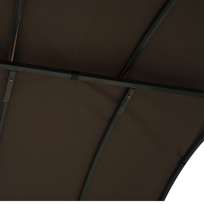 Outsunny 8x4ft Bbq Gazebo Tent Metal Frame Arch Canopy Garden Sunshade Portable Shelter Backyard With Side Shelf Coffee