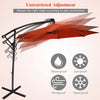 Costway 10FT Patio Offset Umbrella Solar LED 360degrees Rotation Orange
