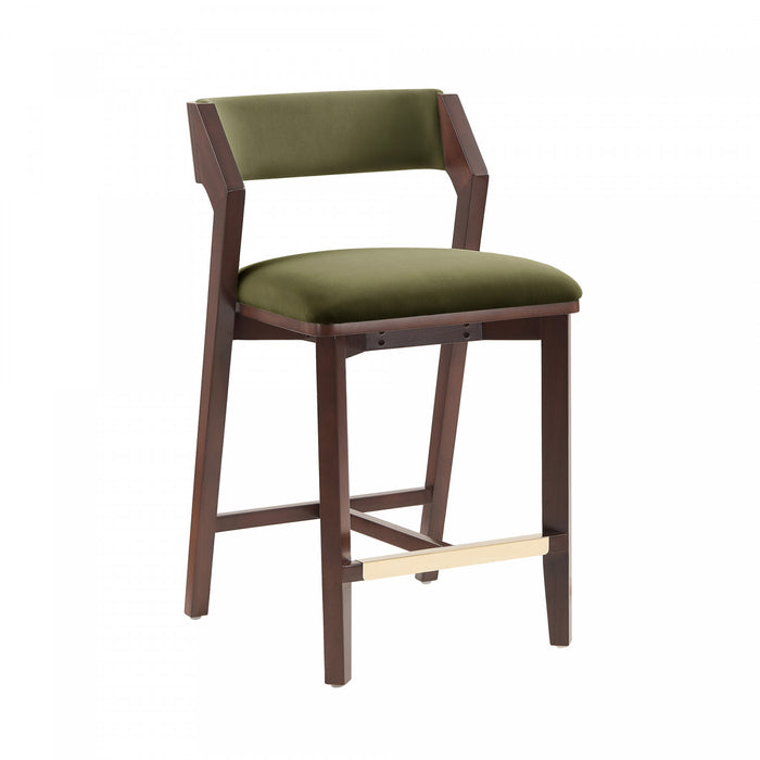 Patricia Modern Wood Upholstered Counter Stool in Turtle Green - Set of 2