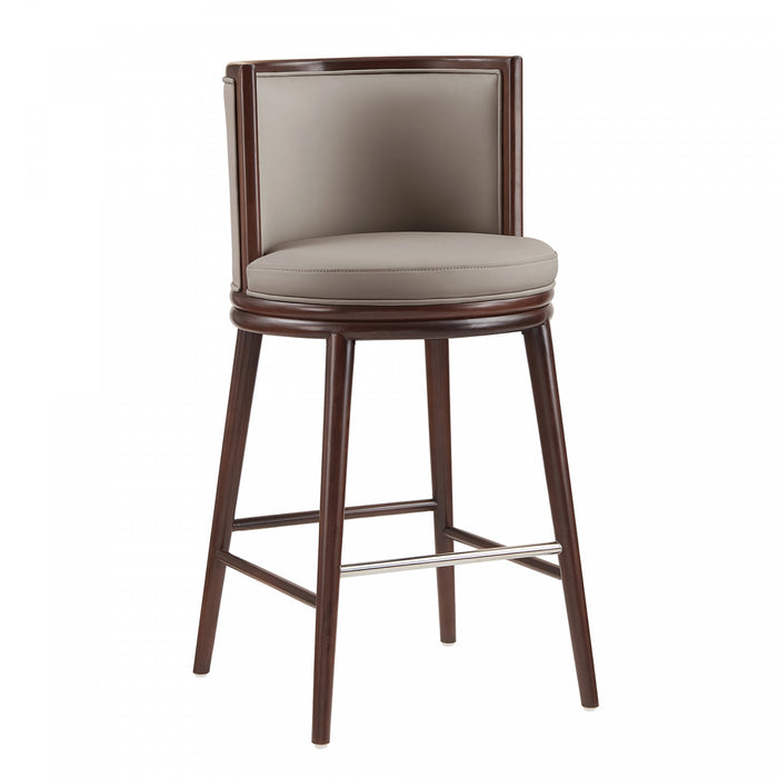 Evalyn Modern Wood Upholstered Barstool in Taupe - Set of 3