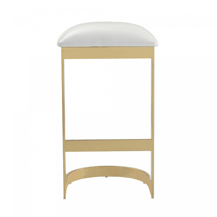 Aura Modern Metal Upholstered Barstool in White - Set of 3 Bar Stool