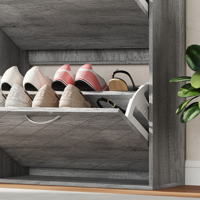HOMCOM Slim Shoe Cabinet with 4 Flip Drawers for 12-20 Pair of Shoes