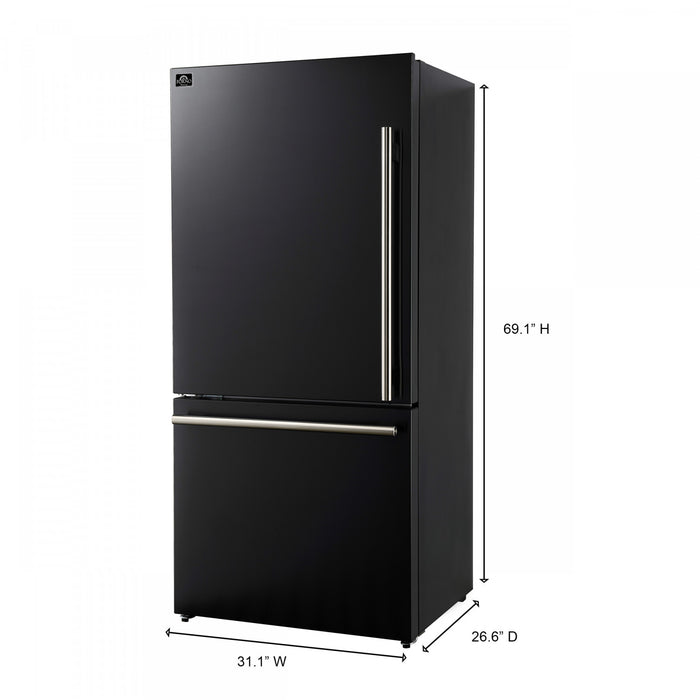 Forno Milano 60-Inch Side-by-Side Refrigerator in Black, 34.4 cu.ft - FFFFD1787-60BLK