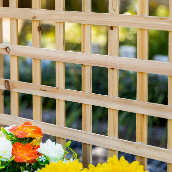 Outsunny Raised Garden Bed w/ Trellis Wood Garden Planter Box Natural Wood