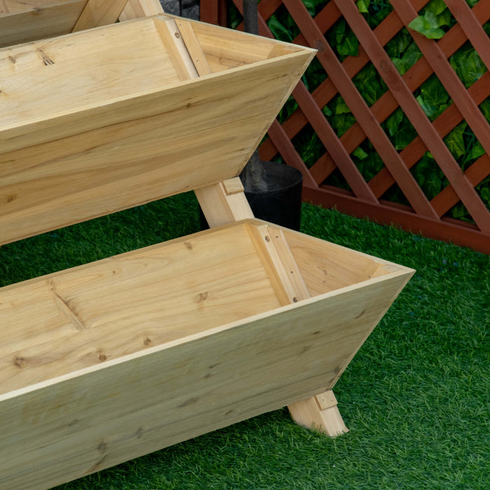 Outsunny Raised Garden Bed Wood, Freestanding Planter Stand With 5 Planting Boxes And 4 Hooks, Good For Herbs, Flowers, Or Vegetables In Patio Balcony Indoor Outdoor