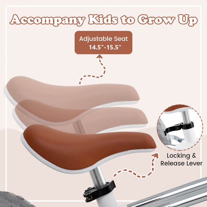 Honeyjoy 12\" Balance Bike 2 Wheels Children's Bicycle With Adjustable Seat White