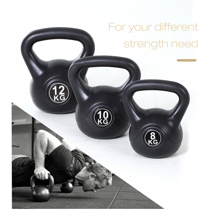Soozier 26lb Fitness Kettlebell, Plastic Exercise Weight with Sand, Weightlifting Tools with Smooth Handle, Noise Reduction for Home, Gym