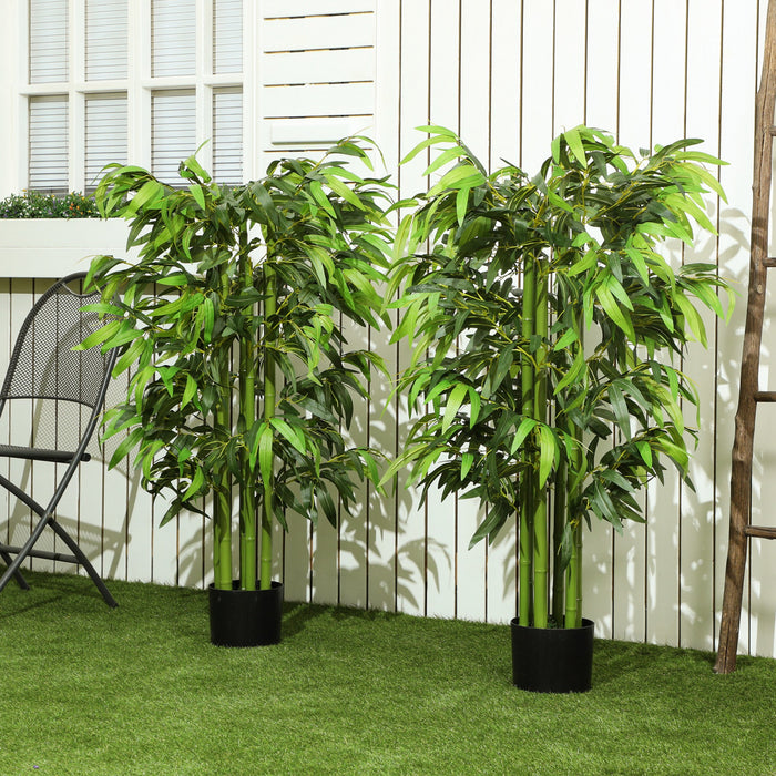 HOMCOM 4.6FT Artificial Bamboo Tree, Fake Plant Set of 2 for Home Decor