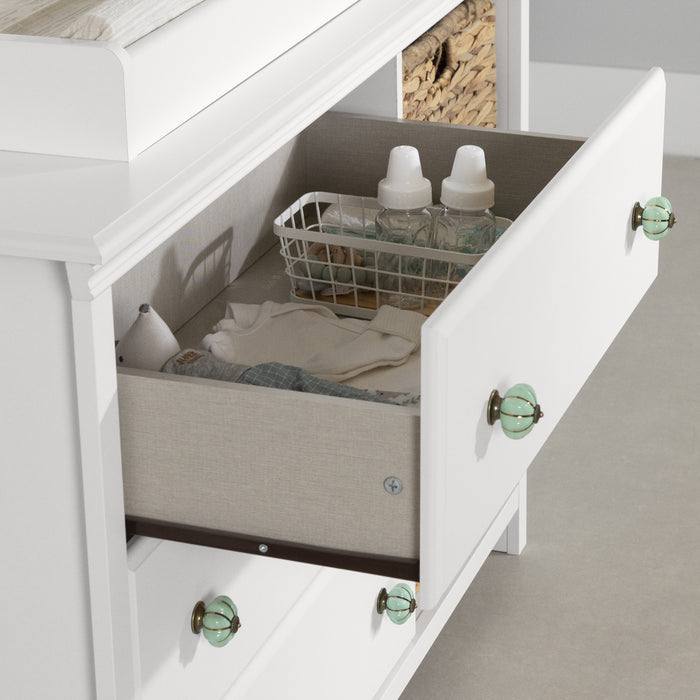 Balka Changing table with removable rim, drawers, and open storage Pure White - South Shore Changing Table