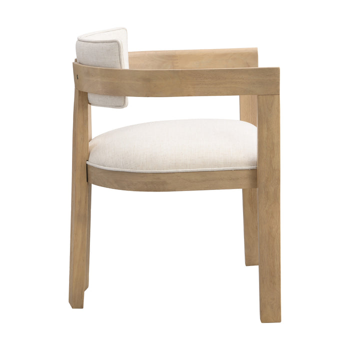 James Armrest Dining Chair Set Of 2 With Rubberwood Frame - Beige