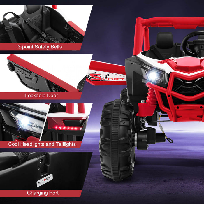 Costway 24v Kids Ride On Utv With 4 X 100w Powerful Engine Remote Control High/low Speed Red