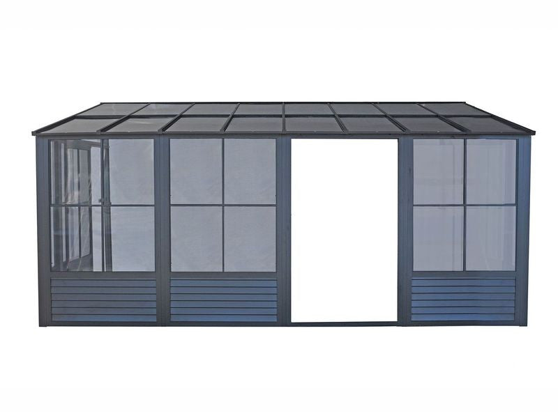 Florence - Wall Mounted Solarium 10x16 Polycarbonate Roof In Black