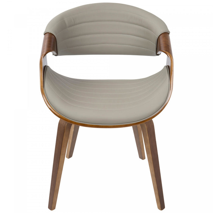 LumiSource Symphony Faux Leather Mid-Century Modern Dining Accent Chair - Walnut/Grey