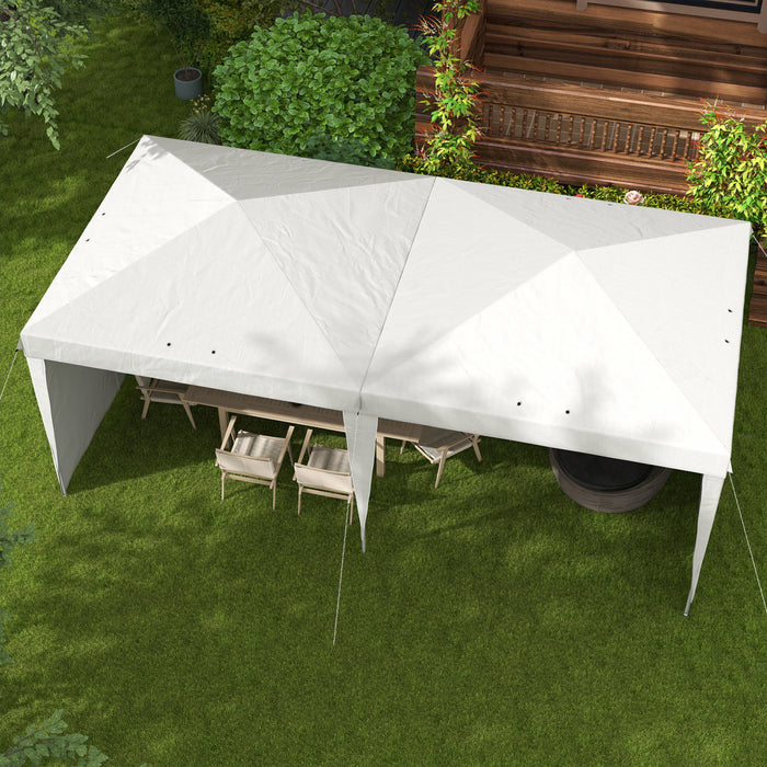Outsunny 10' X 19' Pop Up Canopy Tent With Sidewalls, Instant Sun Shelter, Tents For Parties, Height Adjustable, With Wheeled Carry Bag And 5 Sand Bags For Outdoor, Garden, Patio