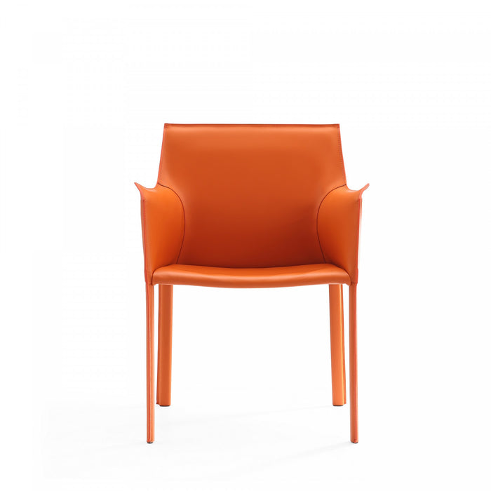 Paris Modern Vegan Leather Side Chair in Coral - Set of 2