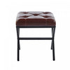 Liam Accent Stool with Tufted Cushion and Metal Legs,Dark Brown Accent Chair | Tabouret d’appoint Liam avec coussin capitonne et pieds en metal, couleur brun fonce