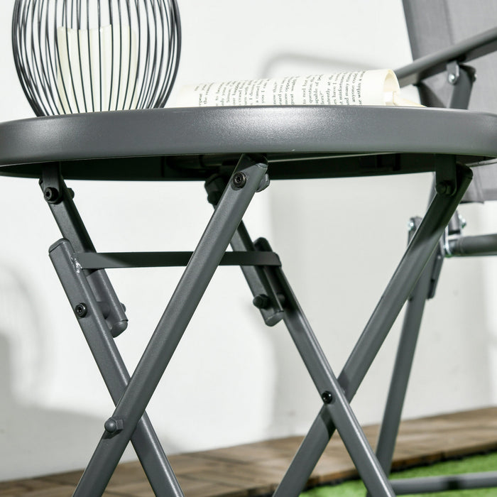 Outsunny 18\" Outdoor Folding Table With Tempered Glass Top, White