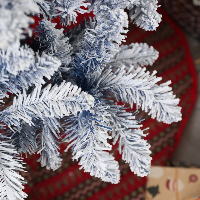 Homcom 5 Ft Artificial Christmas Tree With Snow Flocked Branches, Hinge
