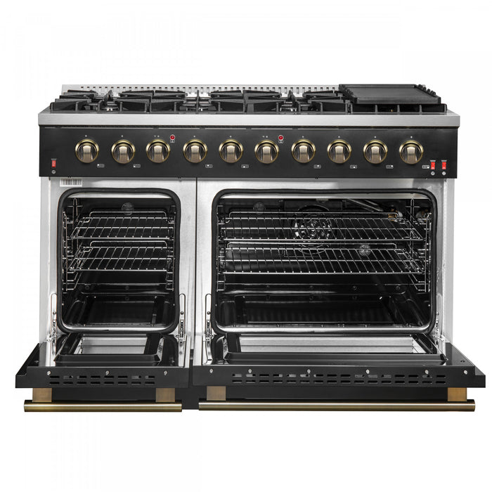 Forno Galiano 48-inch Gas Range Black, 6.58 cu.ft. Double Ovens - FFSGS6244-48WHT