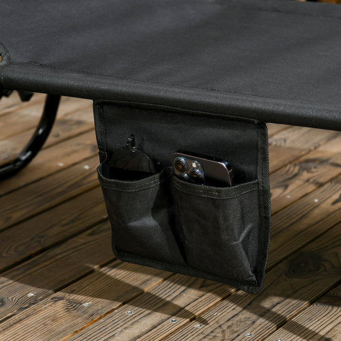 Outsunny 2 Piece Folding Chaise Lounges With Adjustable Backrest, Black
