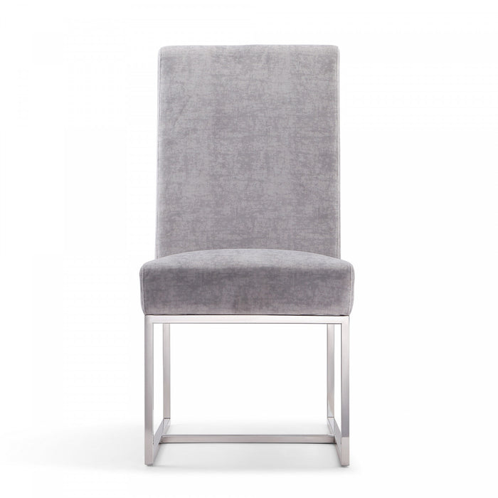 Element Modern Velvet Metal Dining Chair in Gray - Set of 2