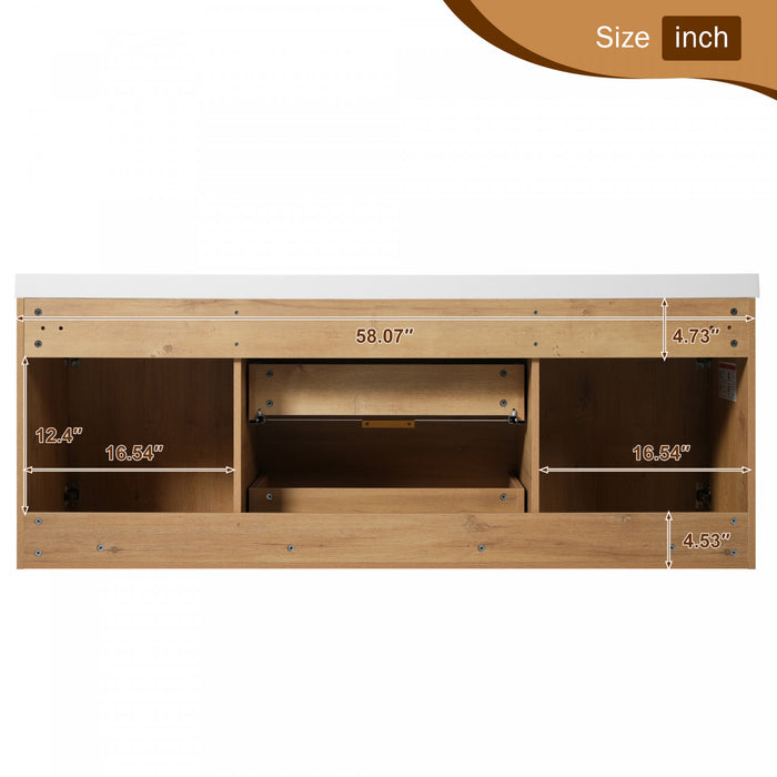 Hudson 59.3-Inch Double Sink Bathroom Vanity with Soft-Close Storage,Wood