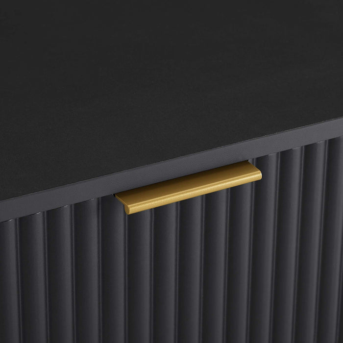 Dumbo Modern 20\" Fluted Nightstand in Black (2-Drawer) - Set of 2