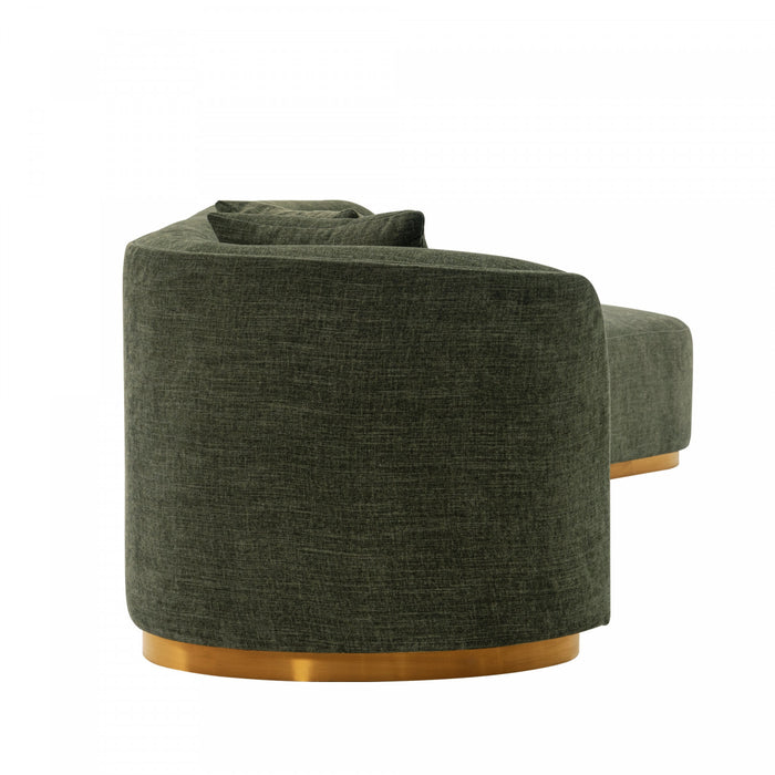 Daria Modern 132\" Chenille Sectional in Olive Green