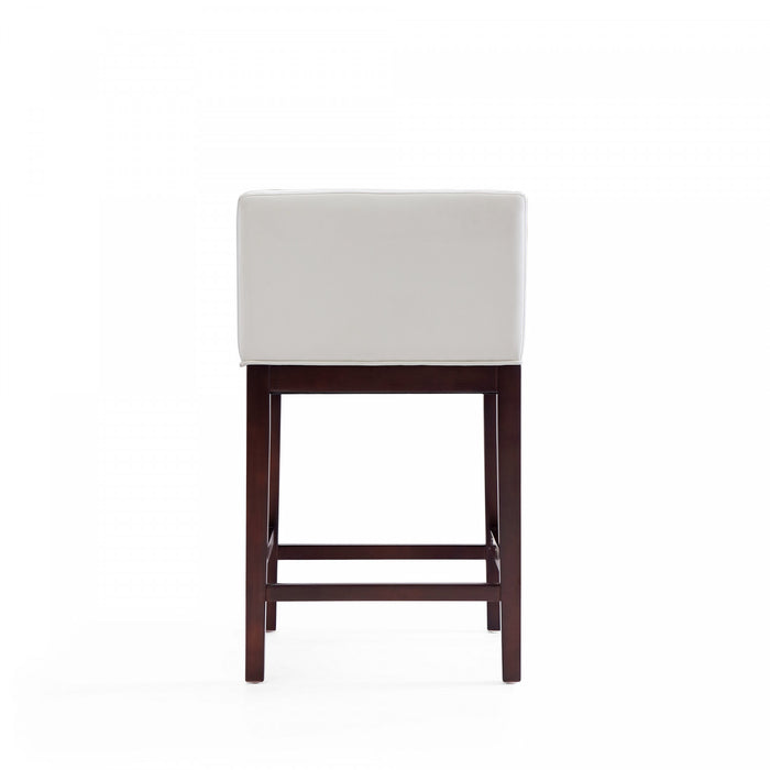 Kingsley Mid-Century Modern Wood Upholstered Counter Stool in Ivory - Set of 3
