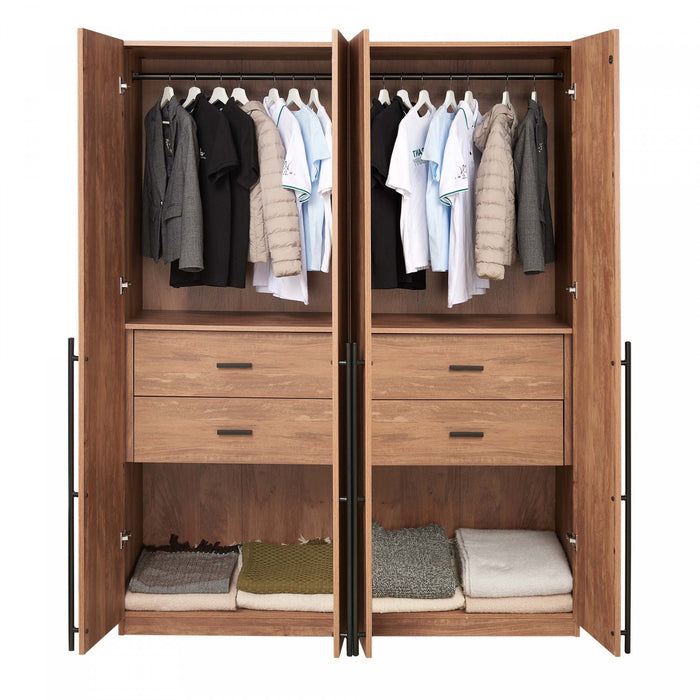 Lee Modern 32\" Wardrobe Closet in Golden Brown - Set of 2 Armoire