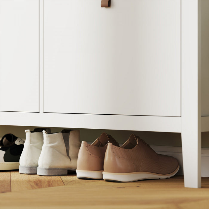 HOMCOM Shoe Cabinet with 4 Flip Drawers, Narrow Shoe Storage Cabinet