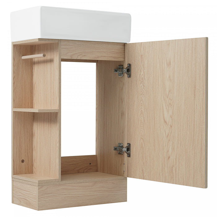 Ethan 18.6\" Bathroom Vanity with Sink and Adjustable Shelf, Brown