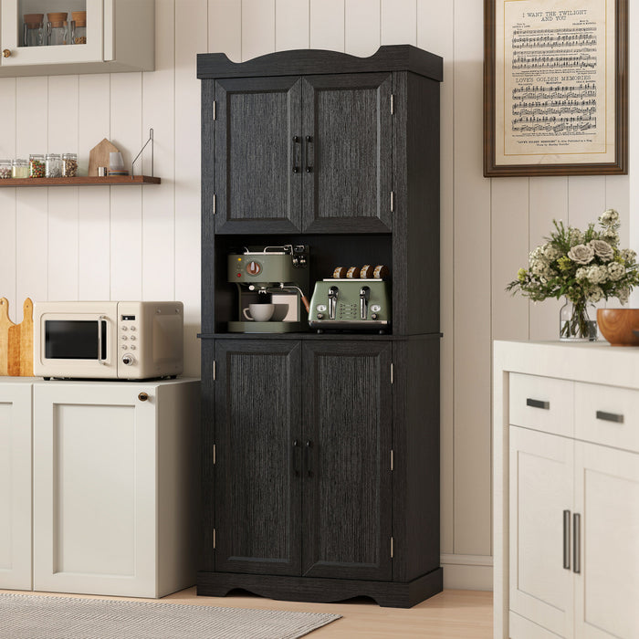 HOMCOM 73\" Kitchen Pantry Cabinet, Kitchen Hutch with Door Shelves, Black