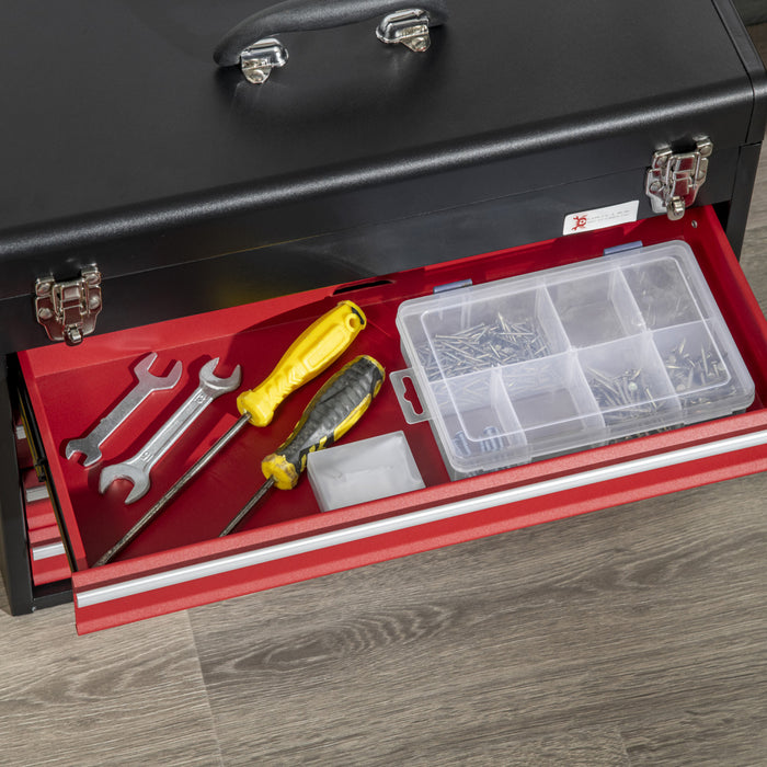 Durhand Metal Tool Box Portable Tool Chest Organizer With Drawers