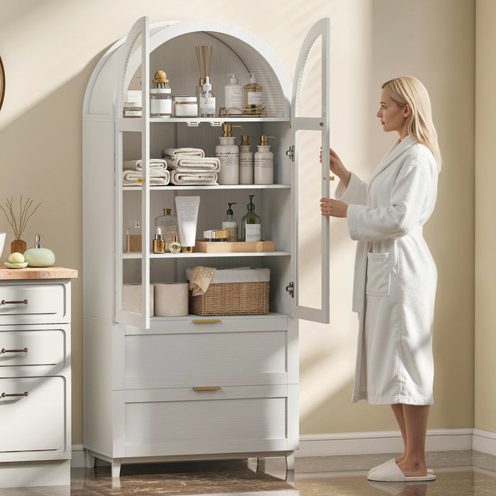 HOMCOM Arched Kitchen Pantry Cabinet, 71\" Tall Kitchen Storage Cabinet