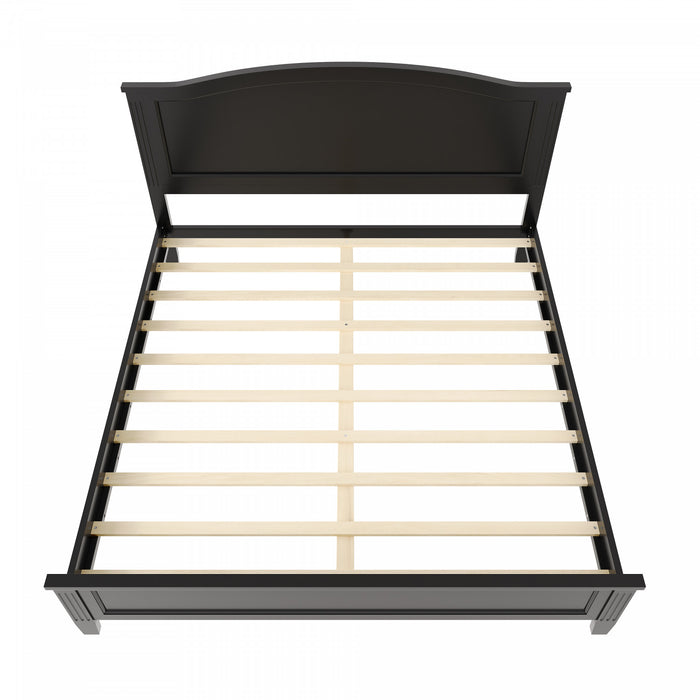 Benson Full Size Solid Wood Platform Bed with Stylish Headboard, Black