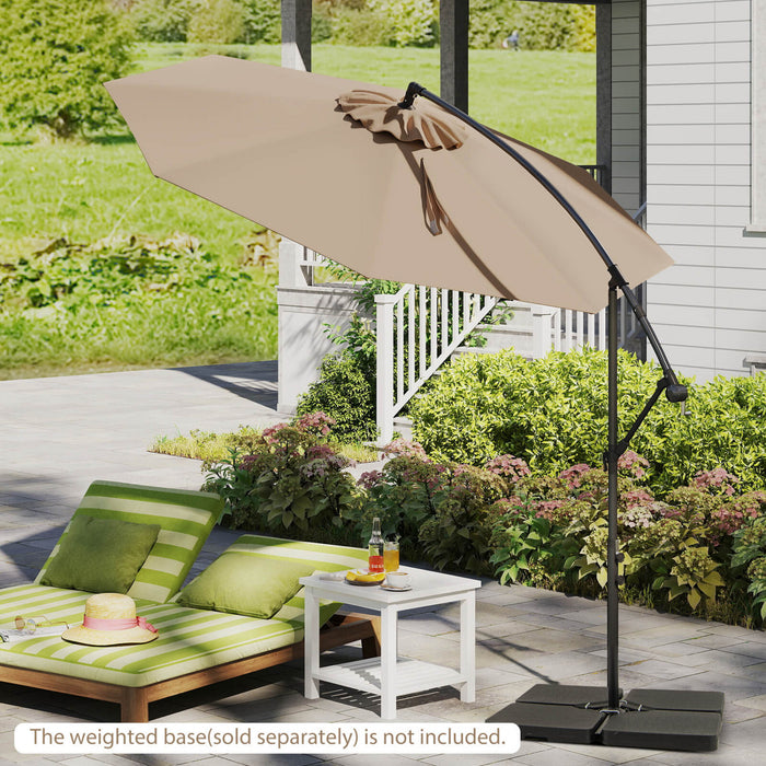 Costway 10 FT Patio Offset Umbrella w/8 Ribs Cross Base Tilt Brown