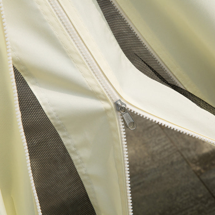 Outsunny 10 X 13ft Aluminum Frame Gazebo Canopy Double Tier Garden Shelter With Netting And Curtains, Cream White