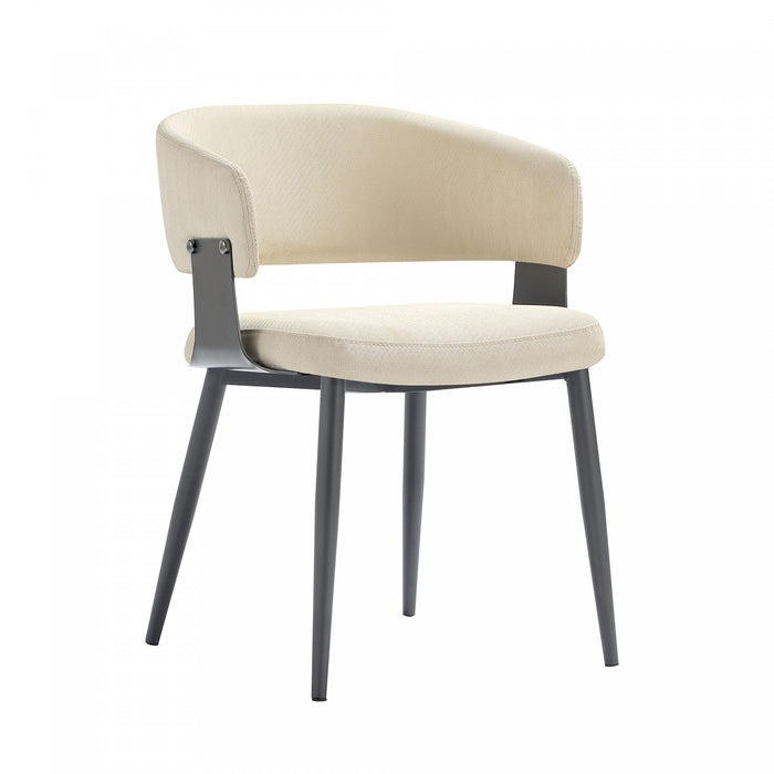 Luce Modern Textured Vegan Leather Metal Dining Chair in Sand - Set of 4