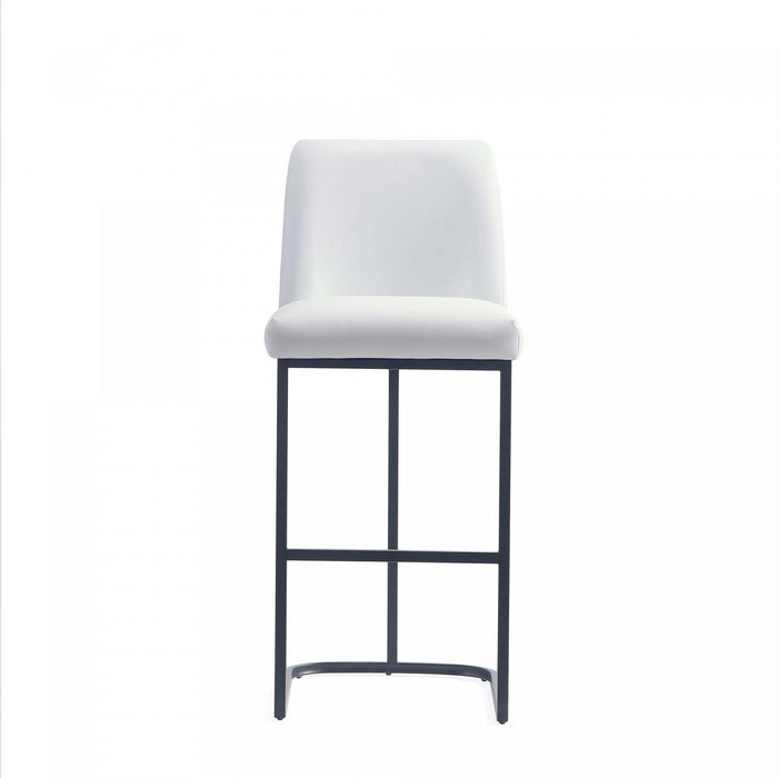 Serena Modern Metal Upholstered Barstool in White - Set of 2 Bar Stool