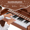 Costway 25 Keys Digital Piano with Music Stand,Teaching Mode,Lighted Keys, Adjustable Speed Brown