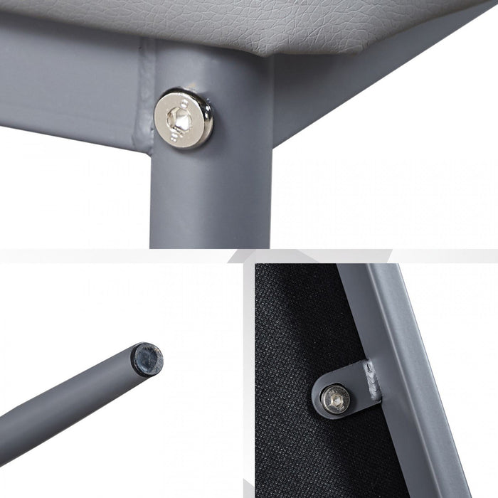 Ava Modern Diamond Grid Pattern Dining Chair Set (4-Pack) with Fireproof Leather and Metal Frame,Grey