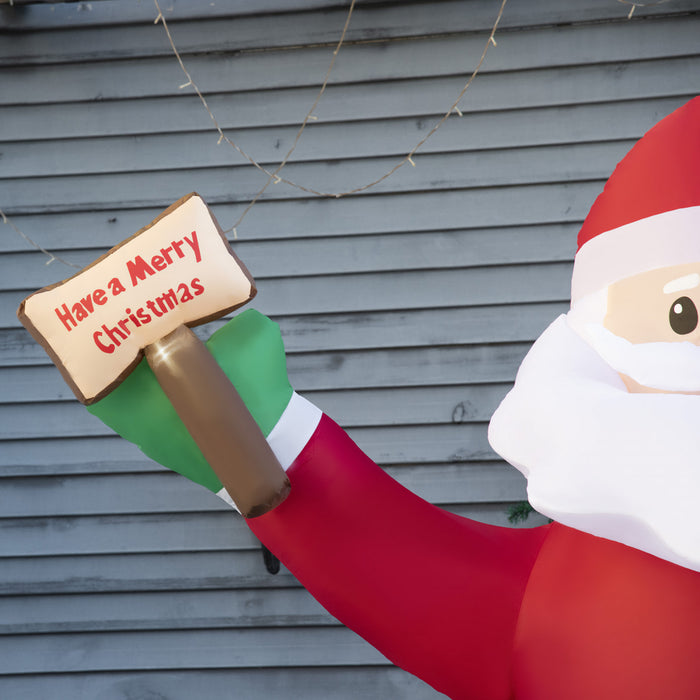 Outsunny 8' Inflatable Christmas Santa Claus Holds Sign Of Blessings
