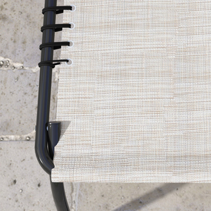 Outsunny 2 Pcs Lounge Chairs, Chaise Lounges With Headrest Cream White