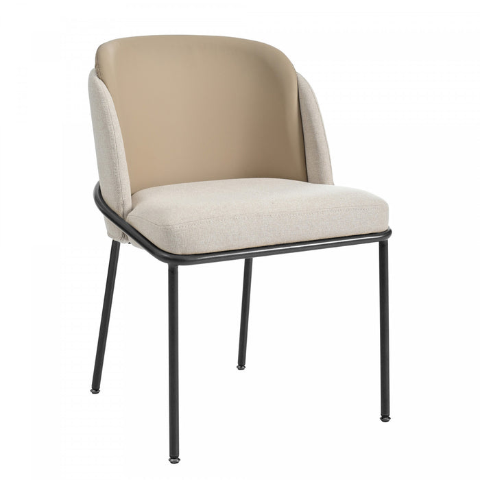 Olivia Set of 2 Modern Dining Chair with Slanted Legs and Adjustable Feet,Beige